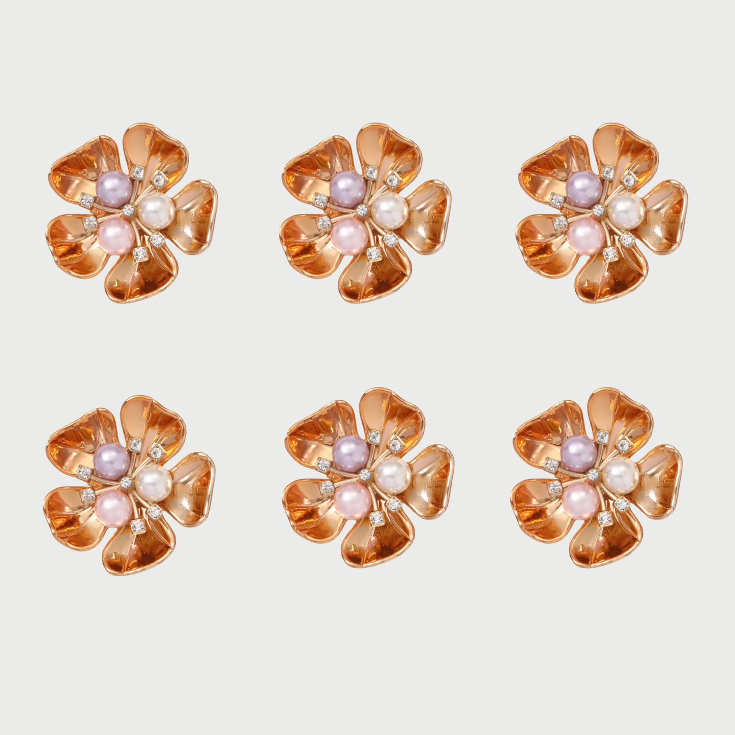 GOLDEN PEARL FLOWER BUTTON COVERS